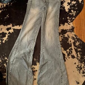 Judy Blue Light Blue Flare Jeans with Studded Sides